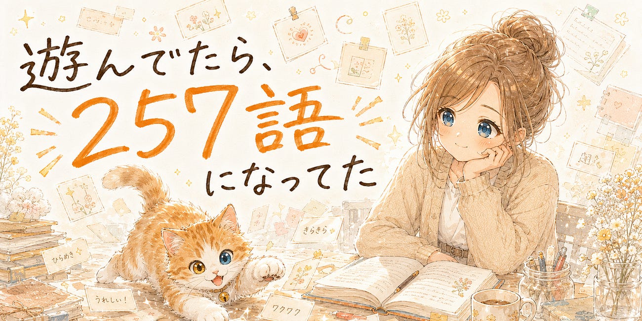 遊んでたら、257語になってた