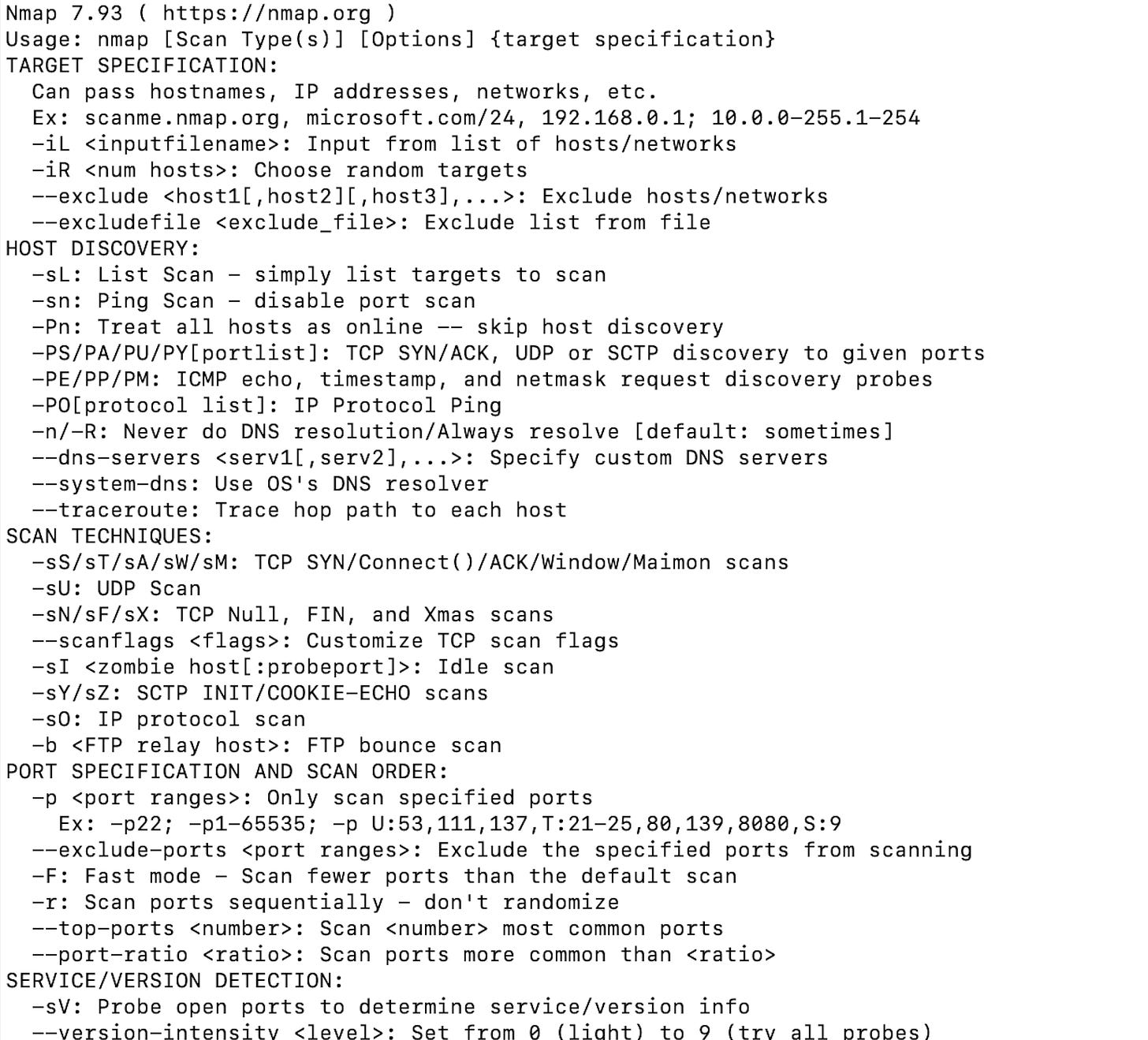 Nmap usage Nmap usage