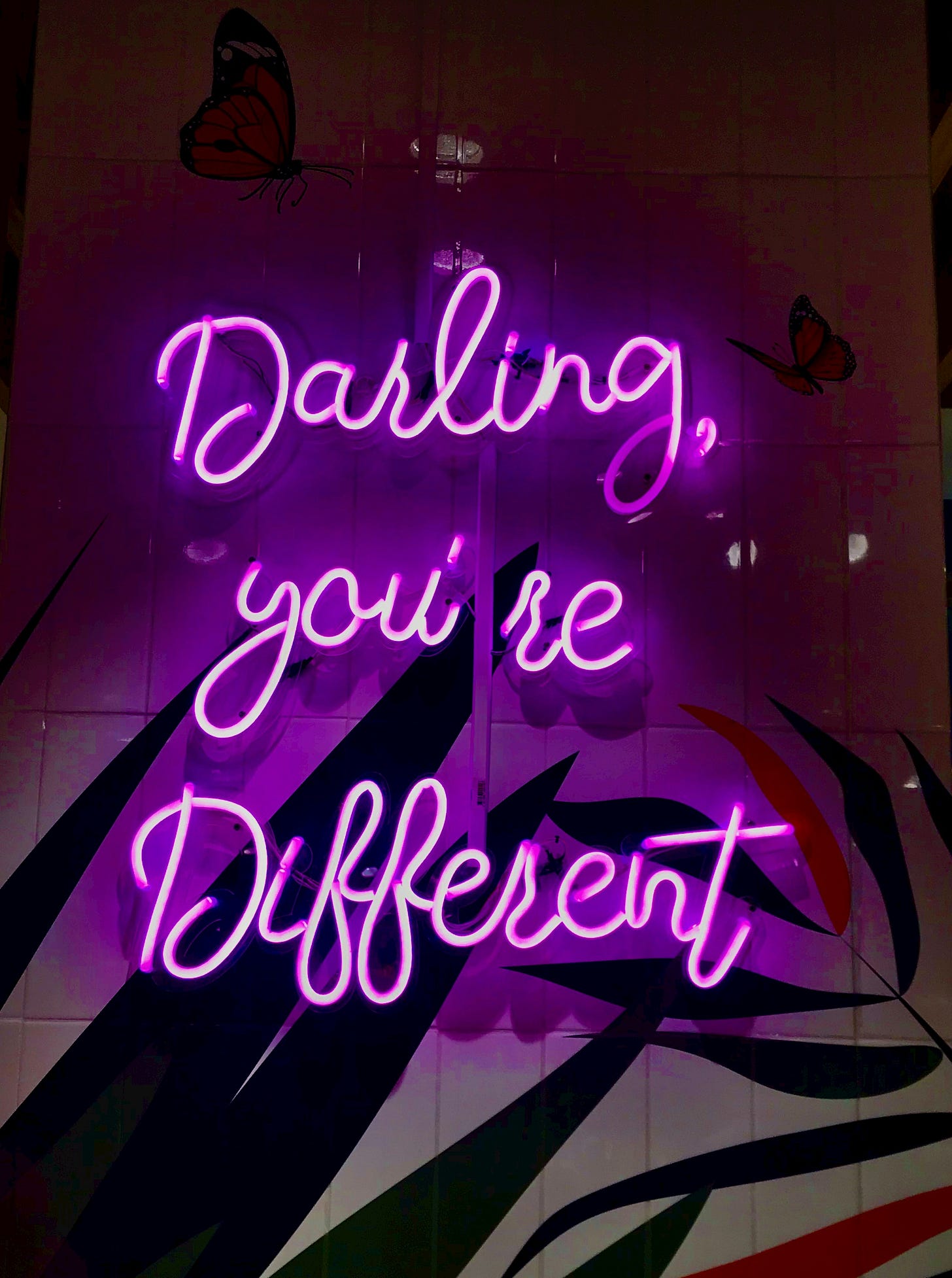 purple neon sign