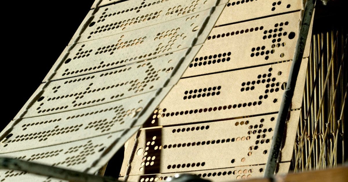 Jacquard loom punch cards. Jacquard loom punch cards.