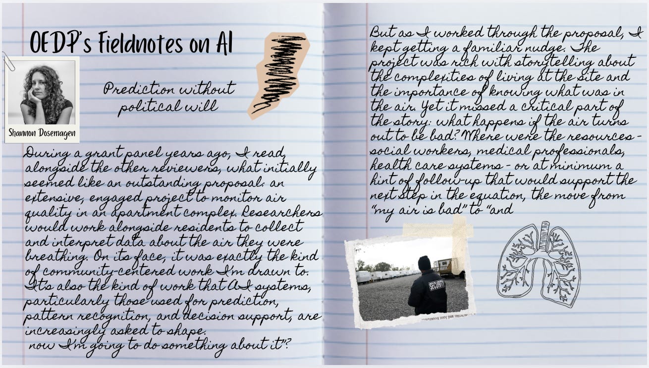 Field notebook with an excerpt from the blog
