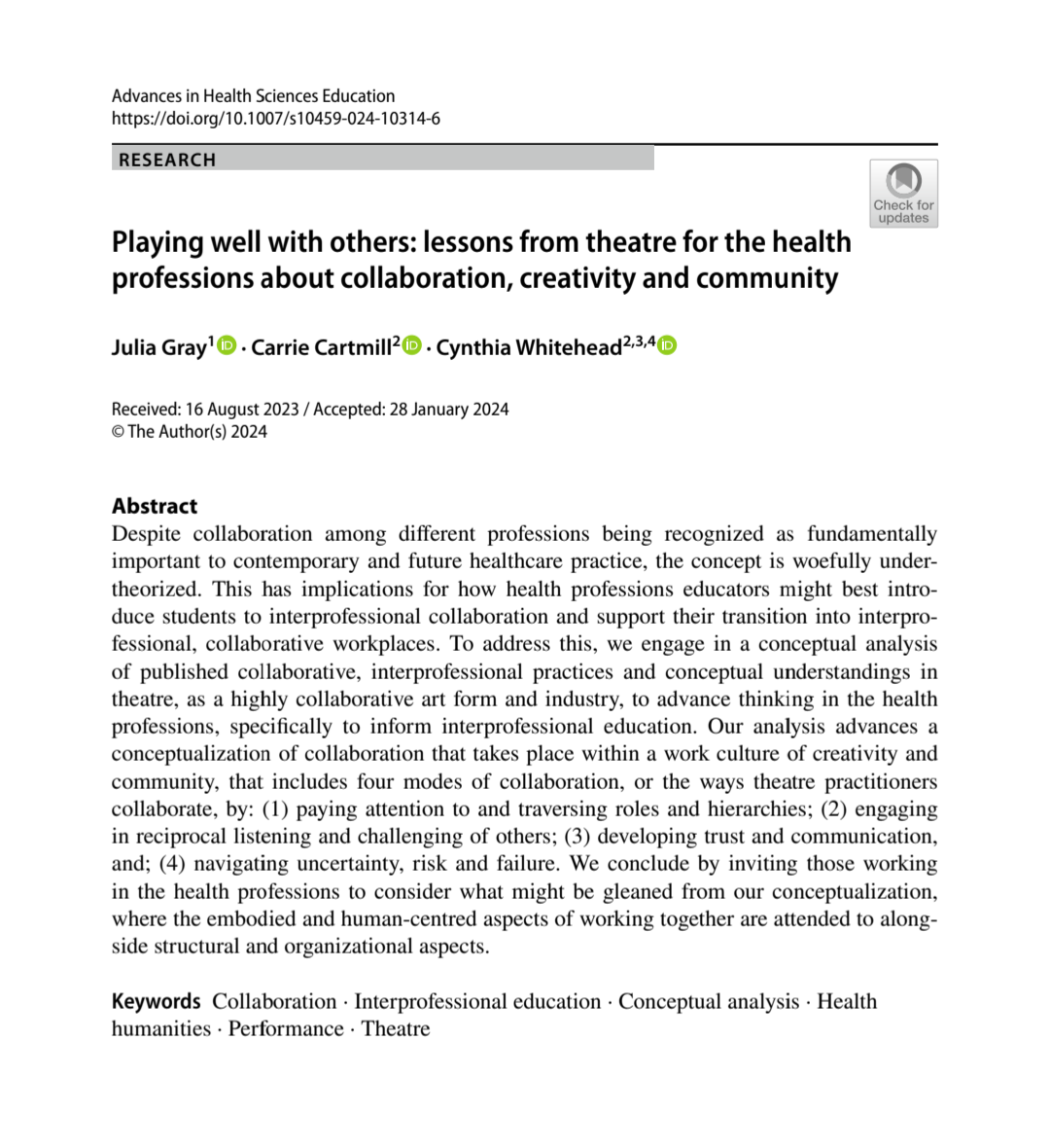 An image of my article's title, co-author names, and abstract