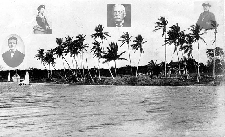 Biscayne Bay in the 1890s with the principal founders of the City of Miami. Courtesy of Florida State Archives. Biscayne Bay in the 1890s with the principal founders of the City of Miami. Courtesy of Florida State Archives.