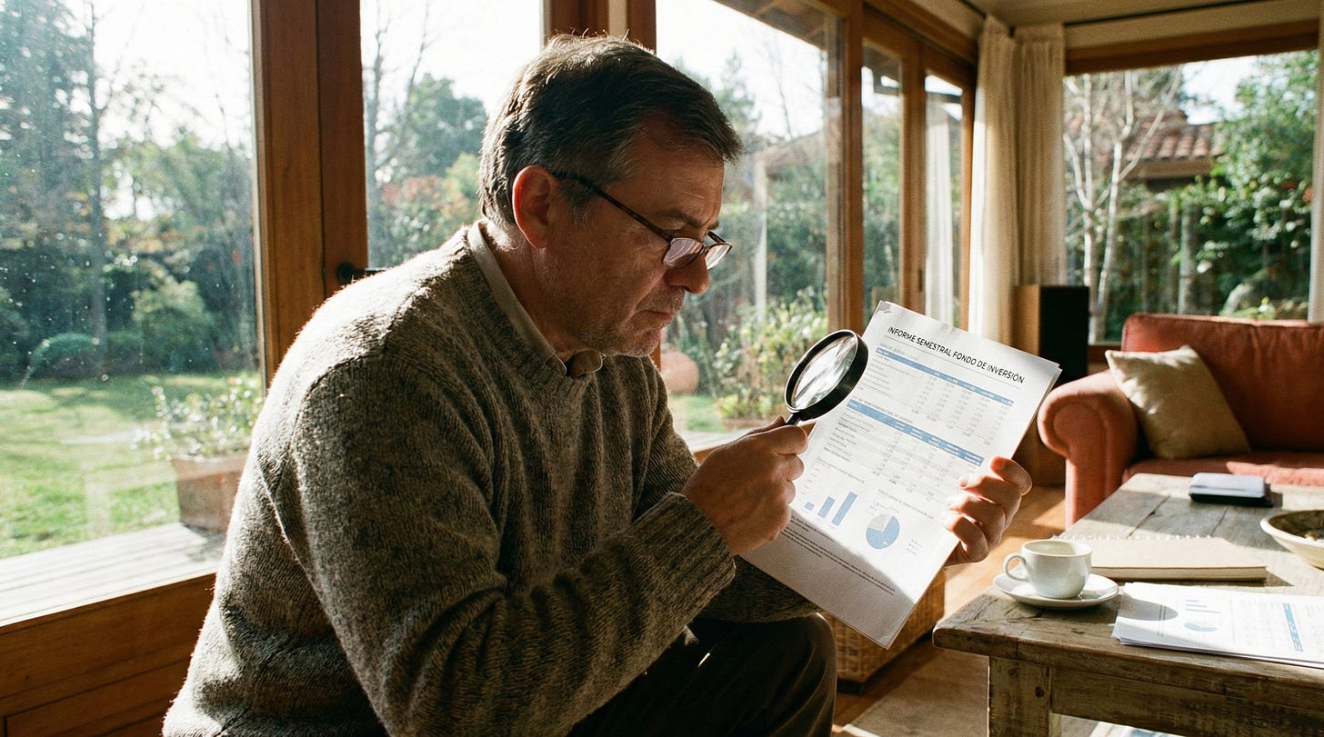 Inversor mirando los costes totales de su fondos de inversión en el DFI