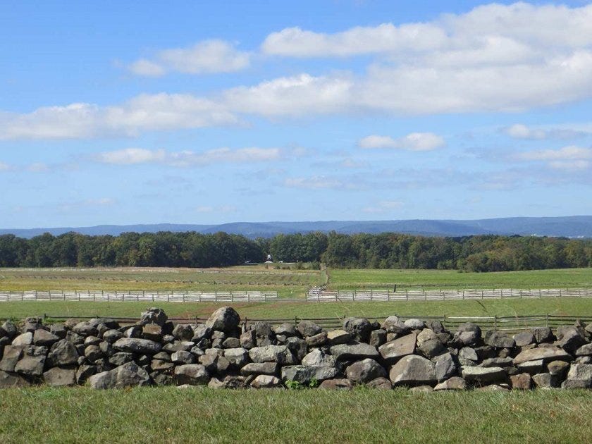 view of Seminary Ridge while looking west from Cemetery Ridge