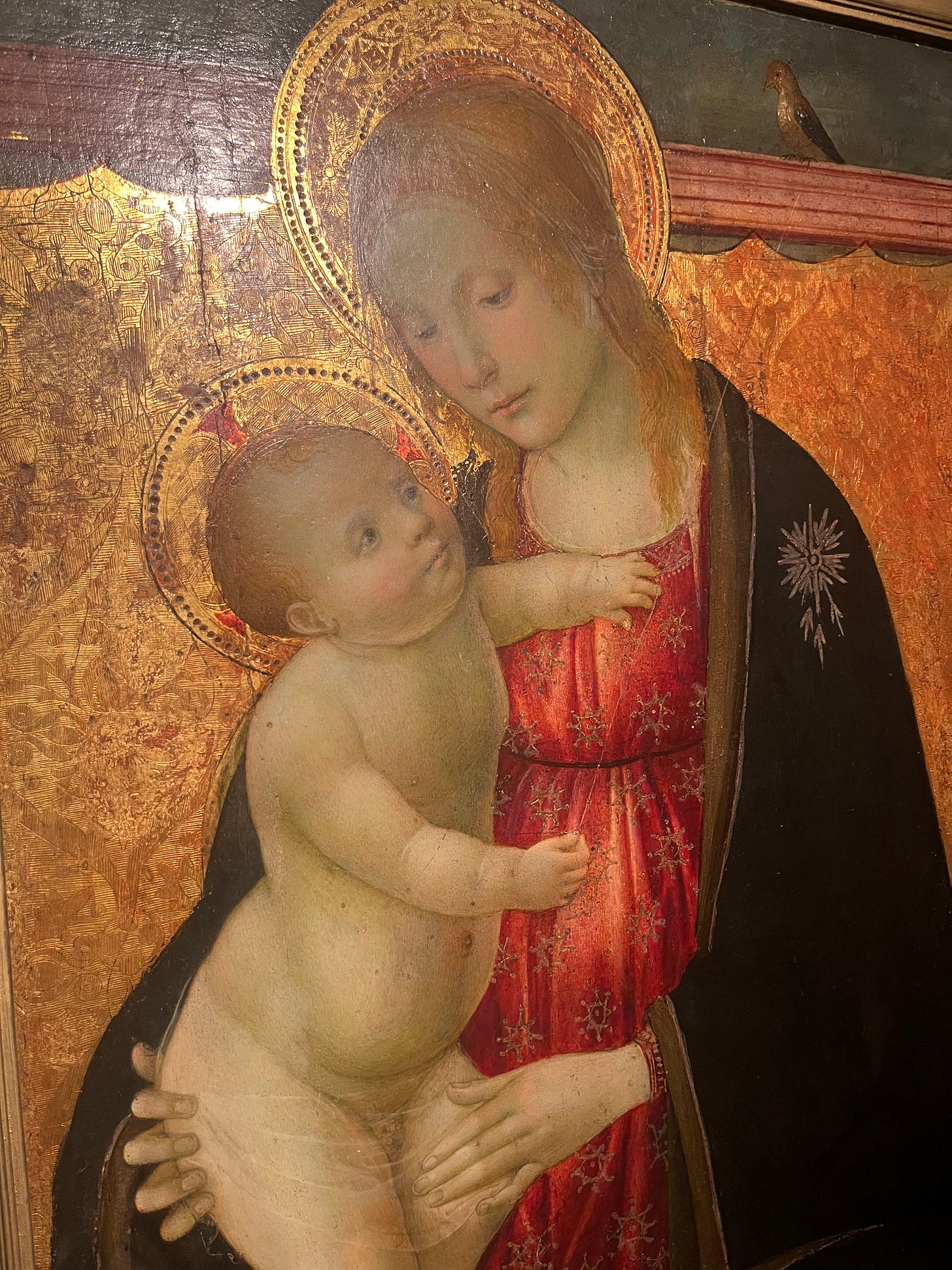 Madonna and Child of the Bullfinch by Master of the Marradi Altarpiece, on view at Binghamton University