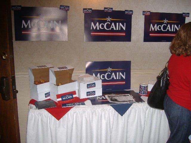 John McCain's people may disagree but donuts don't necessarily equal votes. John McCain's people may disagree but donuts don't necessarily equal votes.
