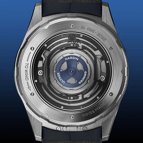 The new Grinder System winds the watch movement more efficiently than the oscillating winding rotor that was introduced almost 100 years ago. The new Grinder System winds the watch movement more efficiently than the oscillating winding rotor that was introduced almost 100 years ago.