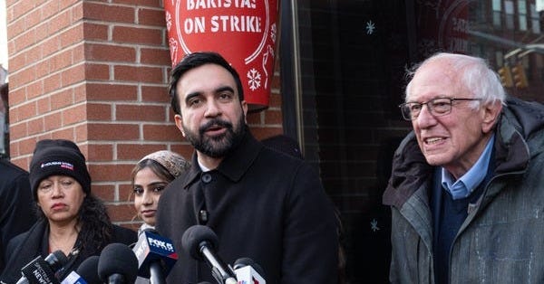 Sanders and Mamdani Join Striking Starbucks Workers in Brooklyn - Business  Insider