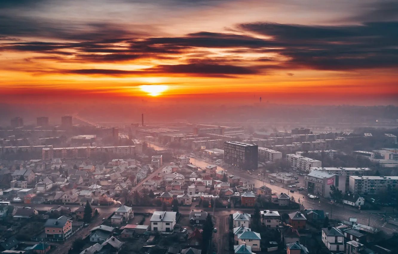 Photo wallpaper sunset, Lithuania, Kaunas