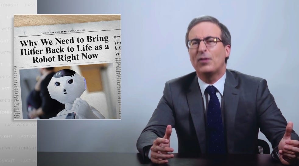 Parody NYT editorial: Why We Need to Bring Hitler Back to Life as a Robot Right Now