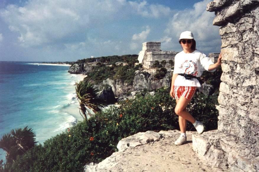In Tulum, overlooking El Castillo - in 1995 In Tulum, overlooking El Castillo - in 1995