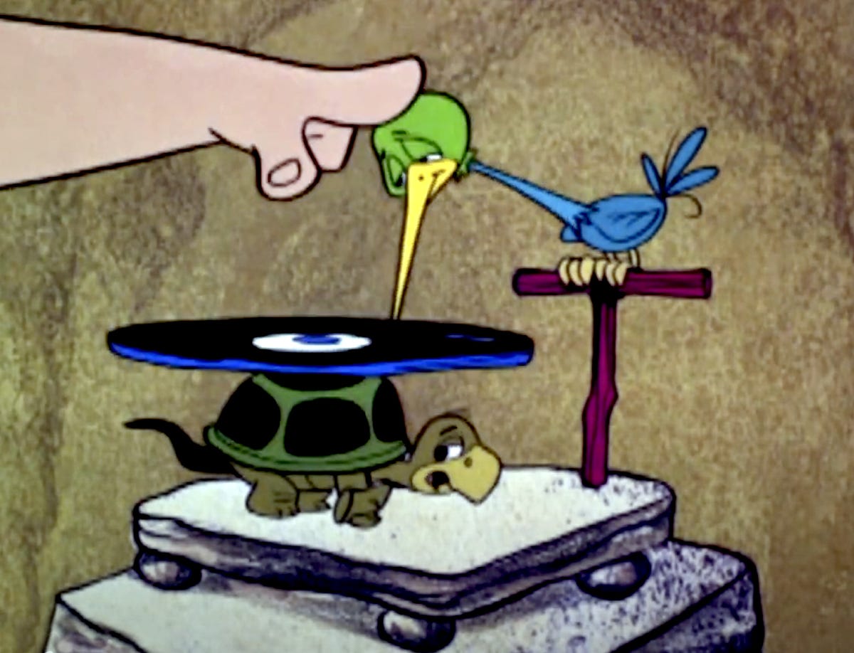 Stone Age Phonograph Technologies as Depicted in The #Flintstones (a  thread) 1. The classic tortoise shell platter and bird beak stylus (no  amplifying horn)
