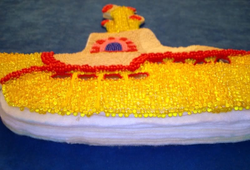 Beaded Beatles Yellow Submarine Bead embroidery pop art seed beads Magatamas beading lone beader Boston artist Beaded Beatles Yellow Submarine Bead embroidery pop art seed beads Magatamas beading lone beader Boston artist