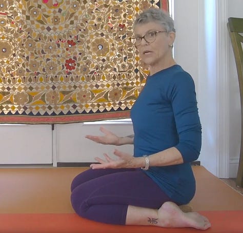 1) finding the spiral 2)ready to move 3)finding support 4)testing and deepening support  5)yielding to earth and pushing away to rise 6) settling into the posture