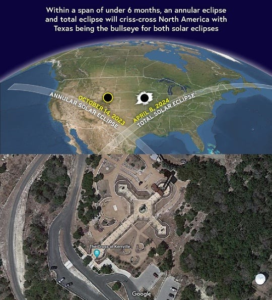Cross at Kerrvile - Coming King Sculpture & Eclipse Path.jpg