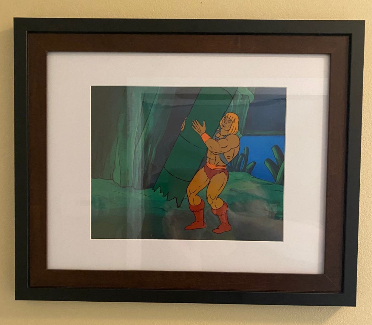 A He-Man animation cel hanging in my house. A He-Man animation cel hanging in my house.