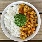 Chana Masala with Homemade Cilantro Chutney