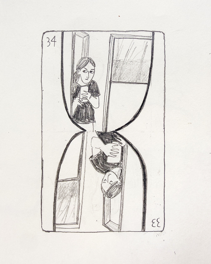 self portrait and pencil