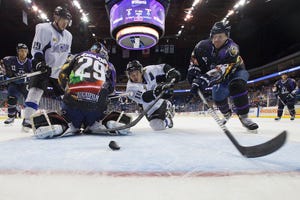 The Oilers wear special Star Wars jerseys during their CHL game against the Wichita Thunder at the BOK Center March 21. Photo / Kevin Pyle The Oilers wear special Star Wars jerseys during their CHL game against the Wichita Thunder at the BOK Center March 21. Photo / Kevin Pyle