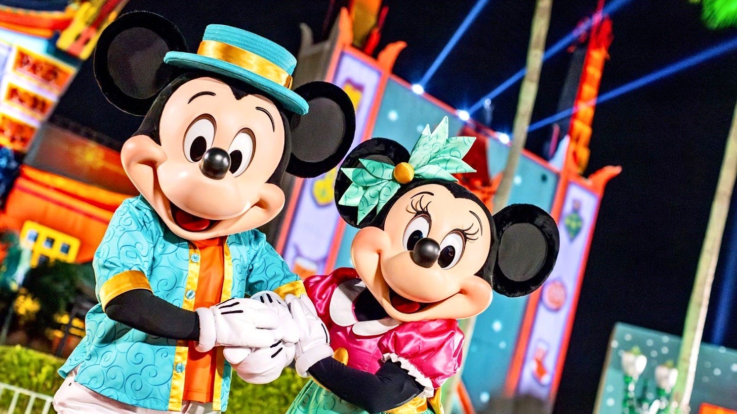 Mickey Mouse and Minnie Mouse at Disney Jollywood Nights. Image: Disney Mickey Mouse and Minnie Mouse at Disney Jollywood Nights. Image: Disney