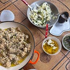 Courgette rice, charred lemons + marinated feta