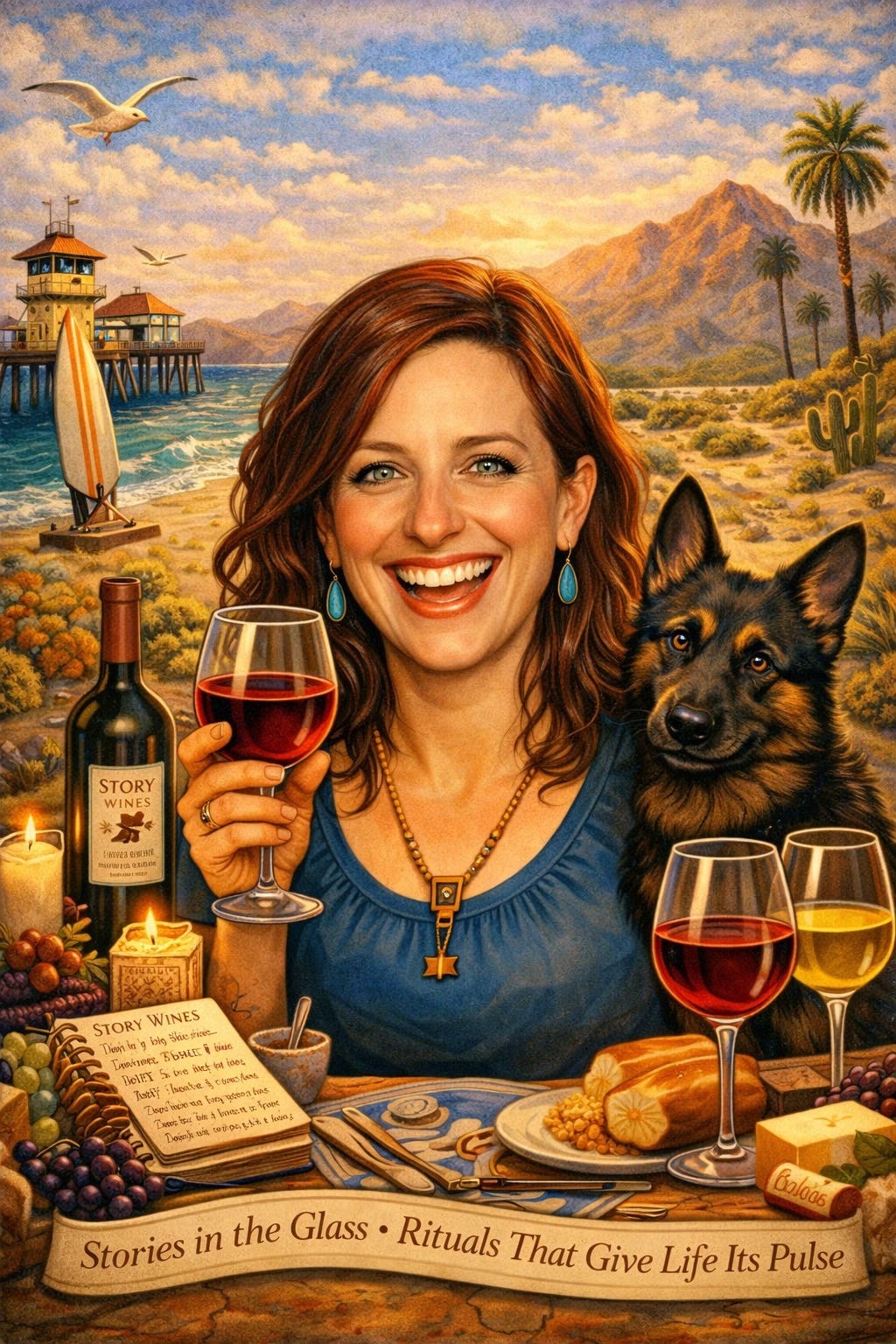 Jen Blair, wine storyteller and creator of The Dinner Bell, with her German Shepherd Archie