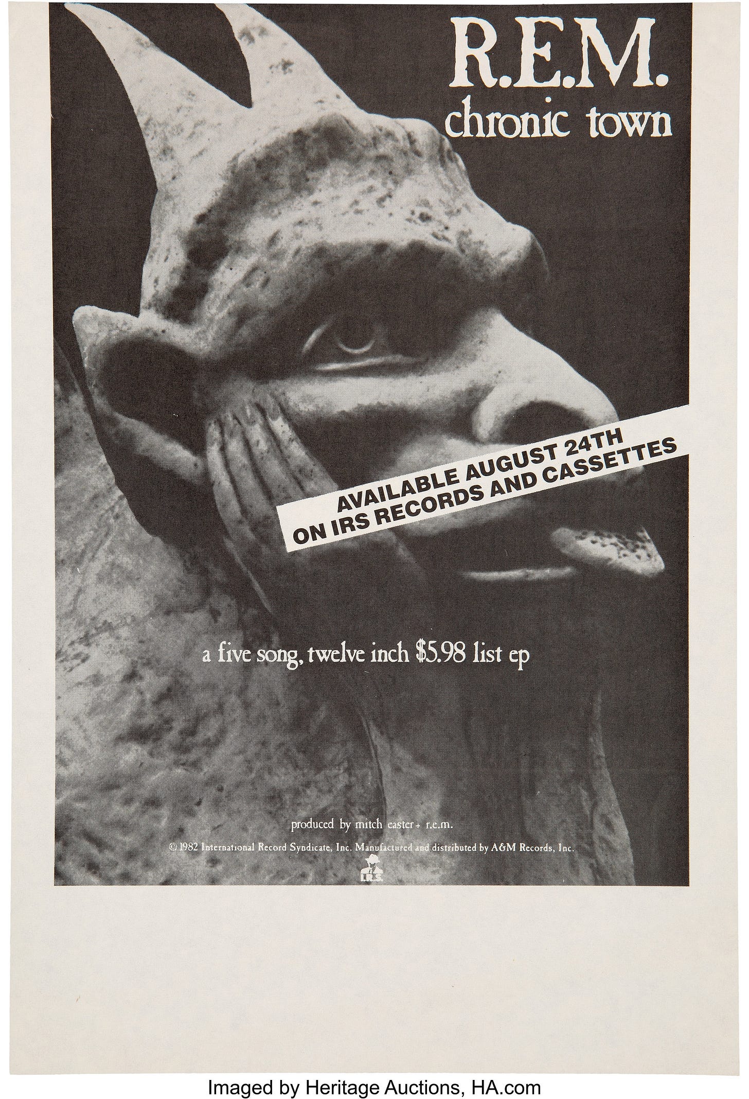 R.E.M. Chronic Town 7 ½" x 11" Advance Promo Flyer (1982).... Music | Lot #89218 | Heritage Auctions R.E.M. Chronic Town 7 ½" x 11" Advance Promo Flyer (1982).... Music | Lot #89218 | Heritage Auctions