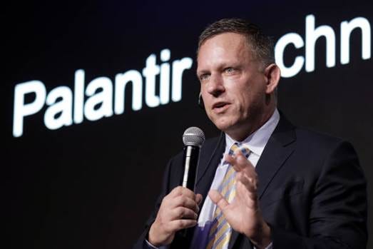 Peter Thiel, co-founder and chairman of Palantir Technologies Inc., speaks during a news conference in Tokyo, Japan, on Monday, Nov. 18, 2019. The... Peter Thiel, co-founder and chairman of Palantir Technologies Inc., speaks during a news conference in Tokyo, Japan, on Monday, Nov. 18, 2019. The...