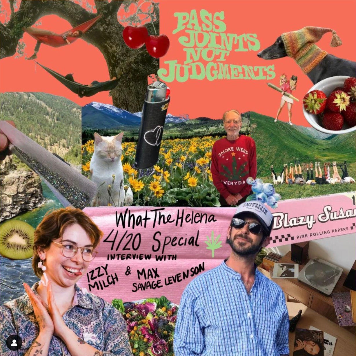 image art for podcast: max izzy willie nelson and text
