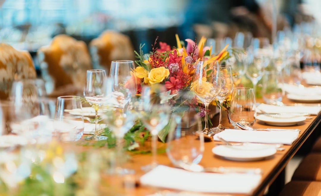 elegant table setting with floral centerpiece elegant table setting with floral centerpiece
