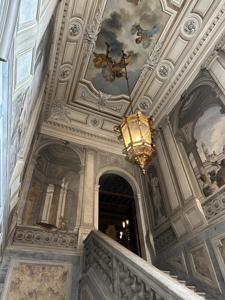 Aman Venice sits inside the 16th-century Palazzo Papadopoli on the Grand Canal—frescoed ceilings, gilded details, and one of the rare private gardens in the city. - Alyssa Rosenheck