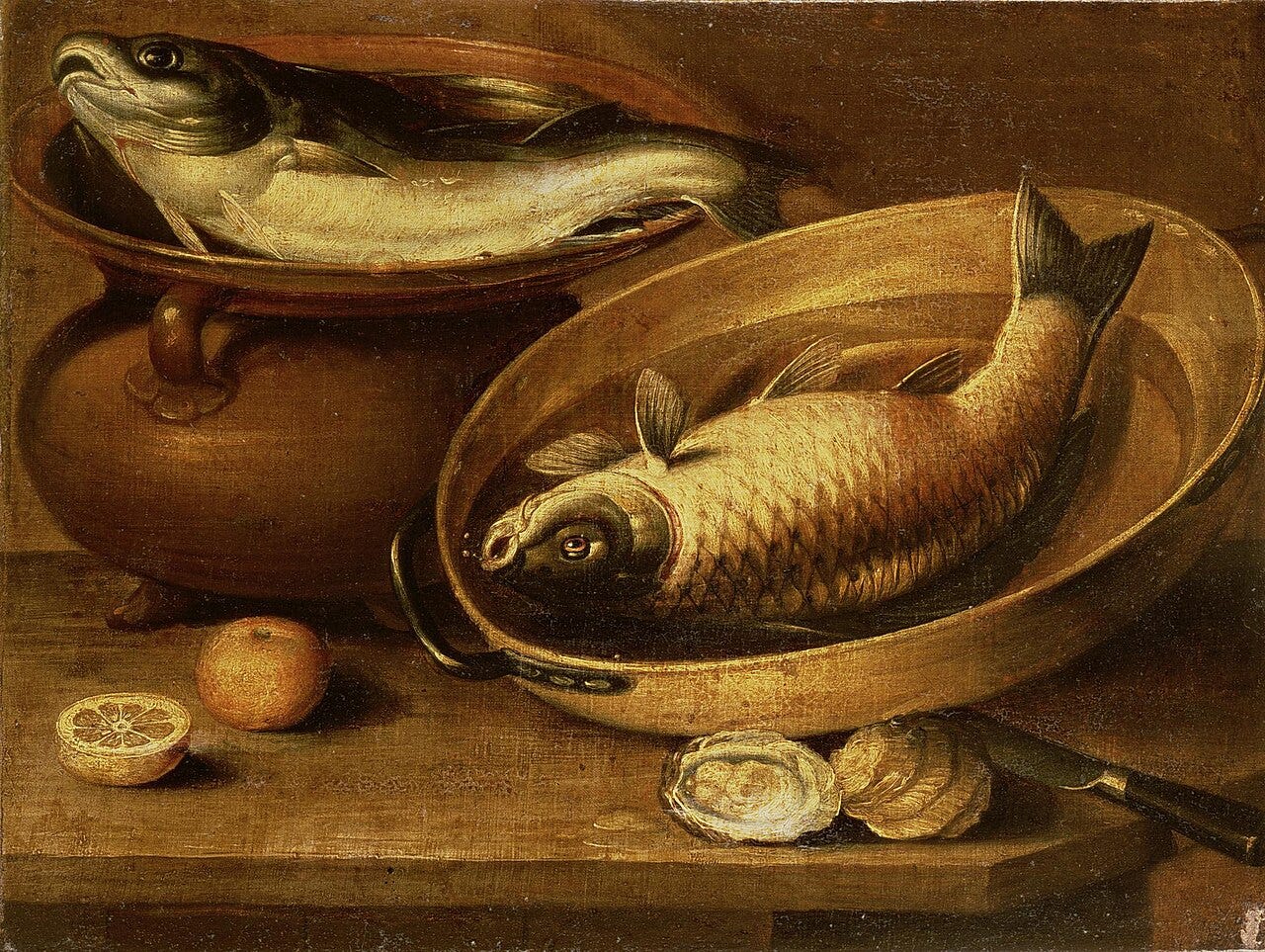Clara Peeters still life of fish and lemons