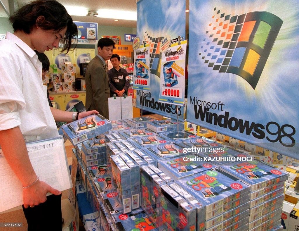 A customer in Tokyo checks out an Englis