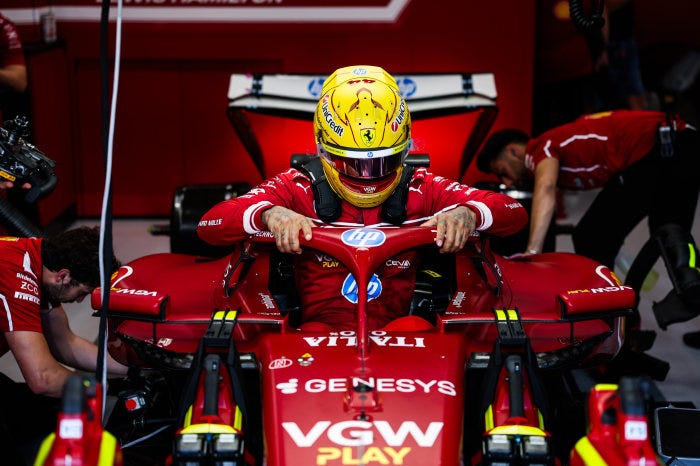 Lewis Hamilton in his Ferrari during the Saudi Arabian Grand Prix.