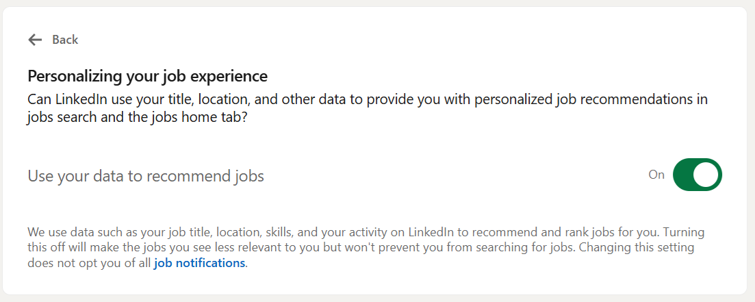 Personalizing your job experience Personalizing your job experience