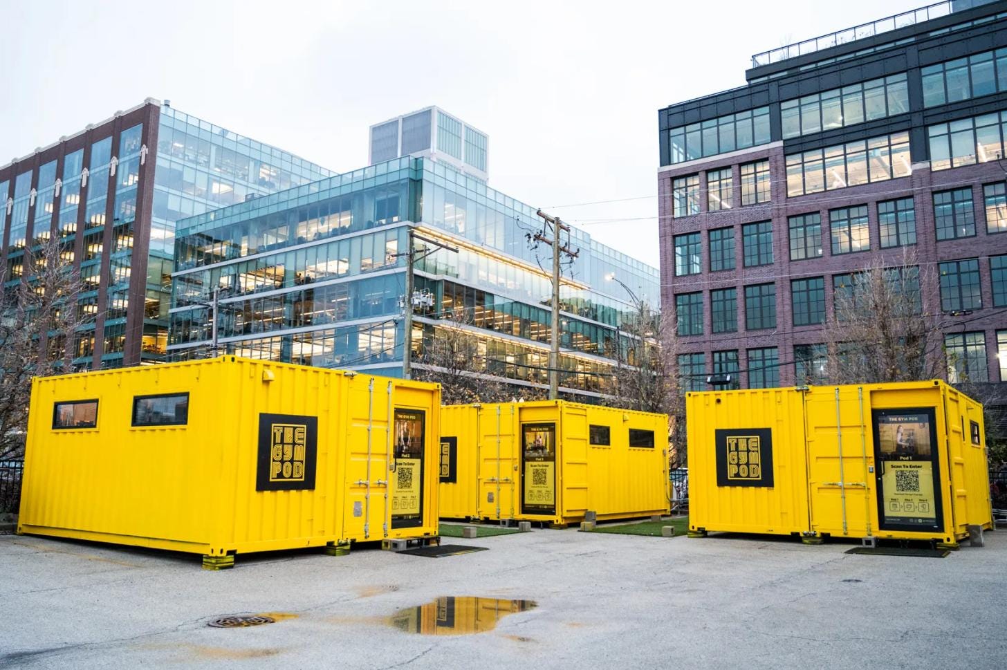 GymPod private fitness cabins in Chicago designed for individual training sessions. GymPod private fitness cabins in Chicago designed for individual training sessions.