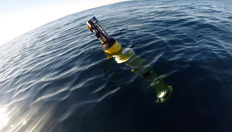 A robotic float, which moves up and down the water column collecting data © 2022 MBARI