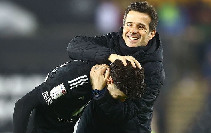 Silva shows on-loan Williams some love after his brace. Silva shows on-loan Williams some love after his brace.