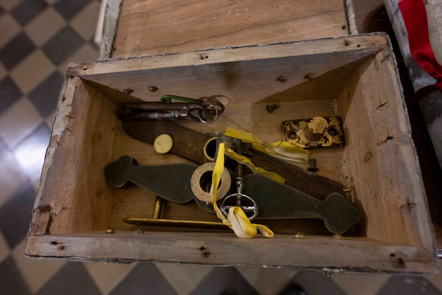 The keys, a handle and hardware for the Holy Door of St. Peter's Basilica