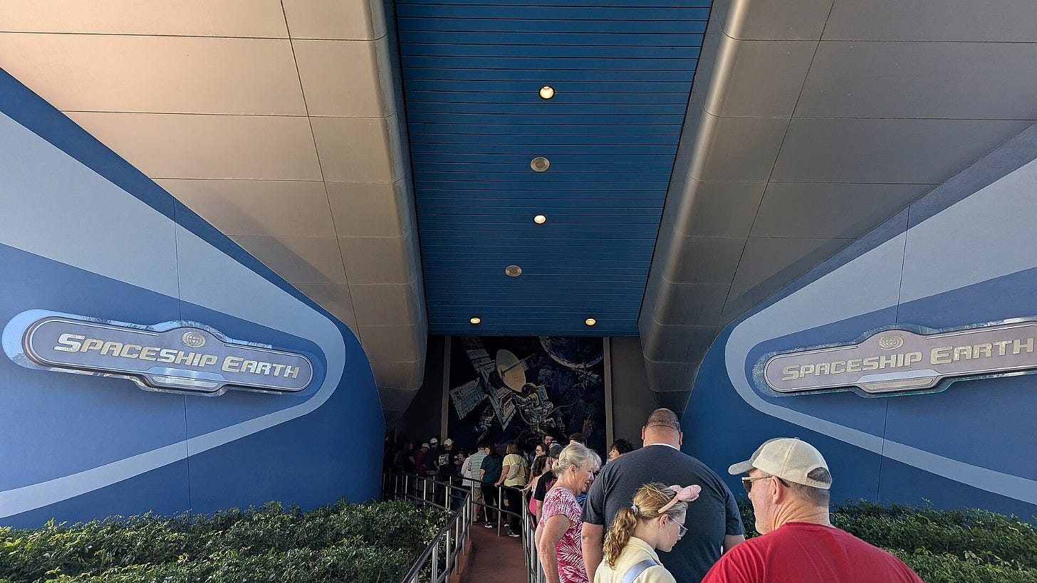 The entrance to Spaceship Earth at EPCOT. Image: Jeremy Thompson via Wikimedia Commons The entrance to Spaceship Earth at EPCOT. Image: Jeremy Thompson via Wikimedia Commons