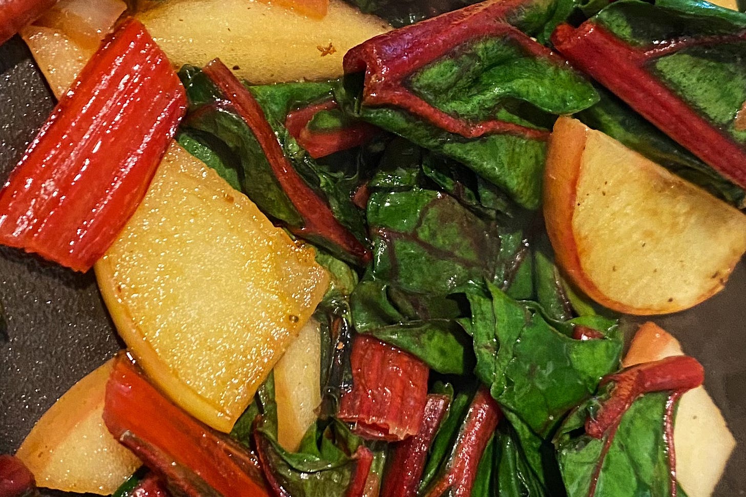 Chard sauteed with Honeycrisp apple