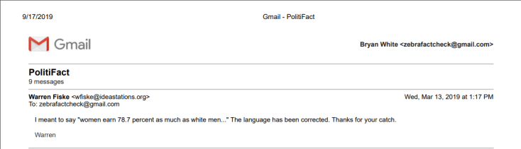 First reply from Warren Fiske of PolitiFact Virginia