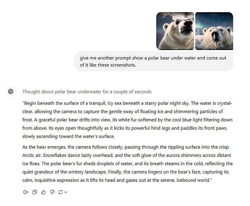 Screenshot of ChatGPT conversation with Polar Bear screenshots
