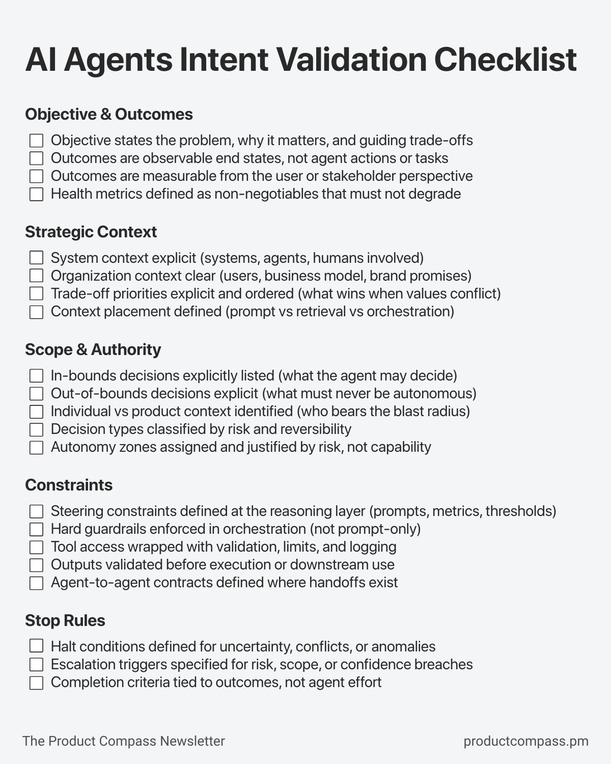 AI Agents Intent Validation Checklist