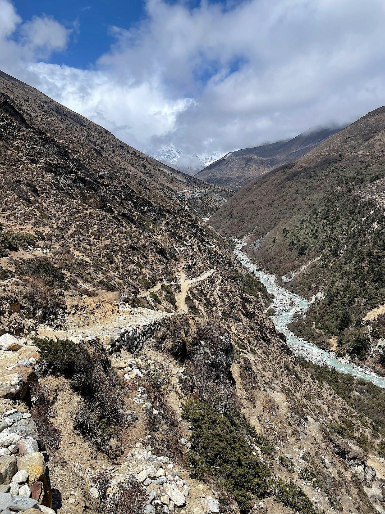Looking up the Dudh Khosi valley toward Everest Base Camp.