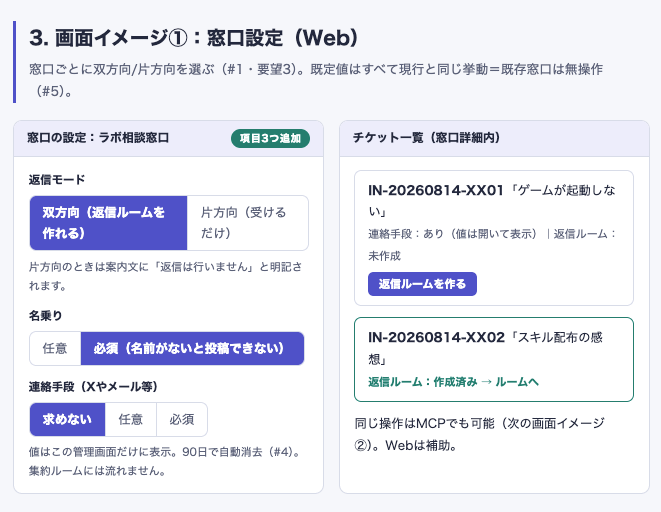 実装の前に作ってもらった画面イメージ 実装の前に作ってもらった画面イメージ