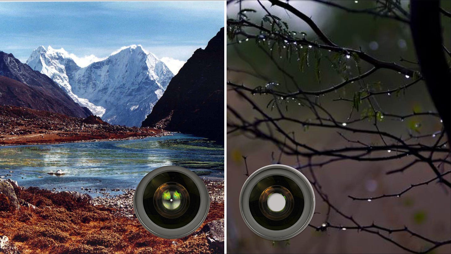 duas fotos mostrando como o tamanho do furo por onde a luz passa regula a definição da imagem duas fotos mostrando como o tamanho do furo por onde a luz passa regula a definição da imagem