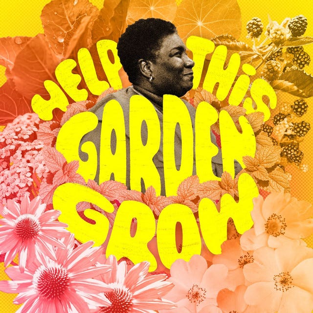 Sur l'image on peut voir Hazel Johnson de profil entourée de fleurs avec, en gros, le titre « Help this garden grow ». Hazel sourit, on dirait qu'elle regarde le futur (souhaitable et durable)... et qu'elle tourne le dos au passéet tourne