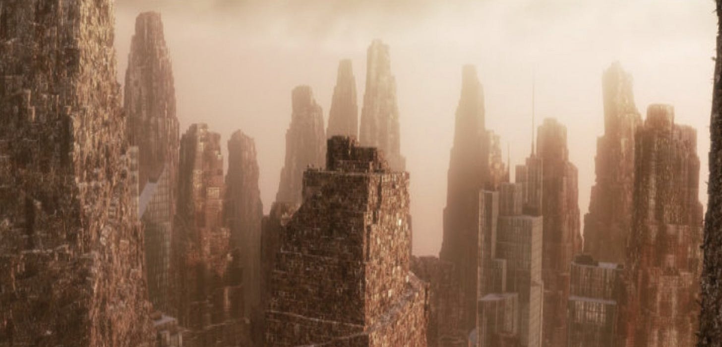 Towers of trash from the movie Wall-E